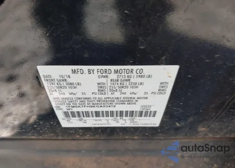 2019 Ford Explorer Limited z USA, uszkodzony, nr VIN 1FM5K7FH9KGA53419